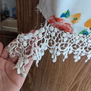 White floral tank crop top